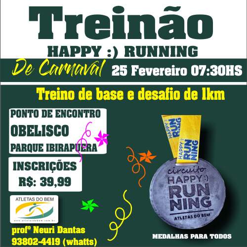 Treinão Happy Running de Carnaval 2020